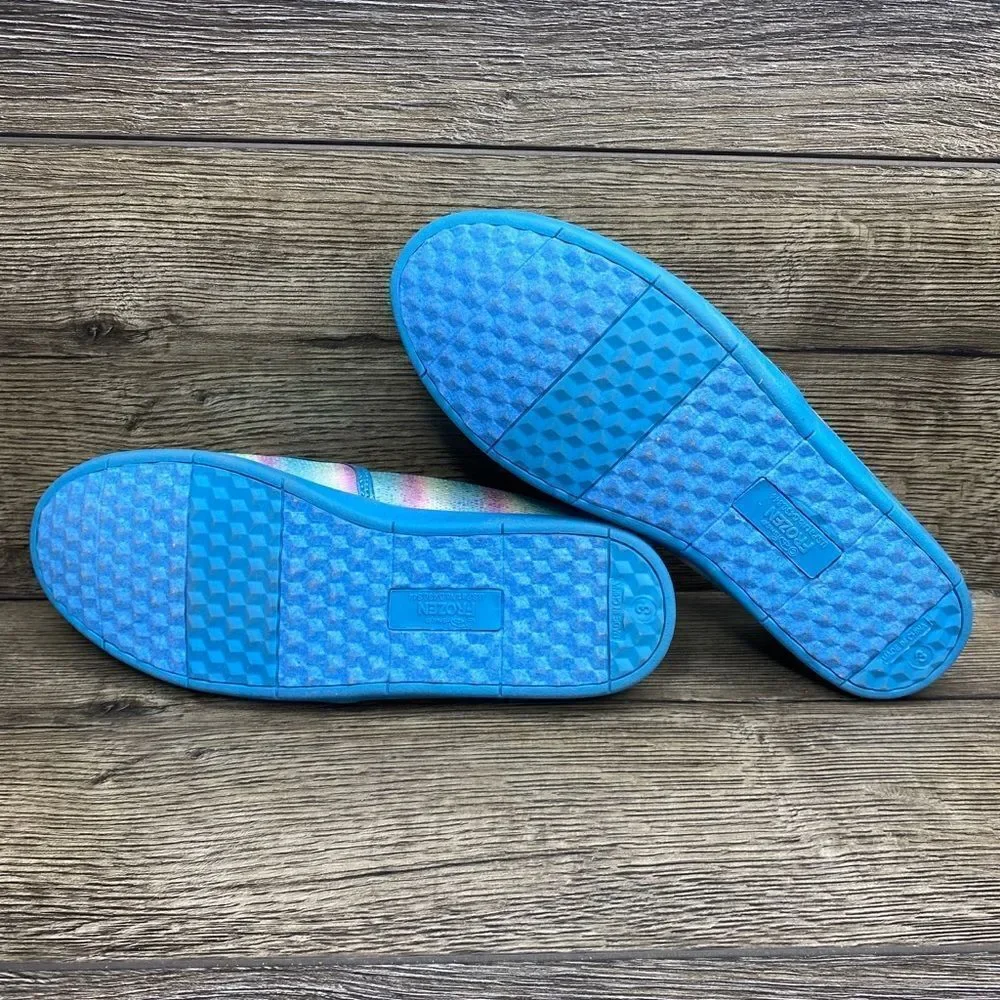 Disney Frozen Anna Elsa Slip on glitter rainbow canvas Shoes Size 3  blue